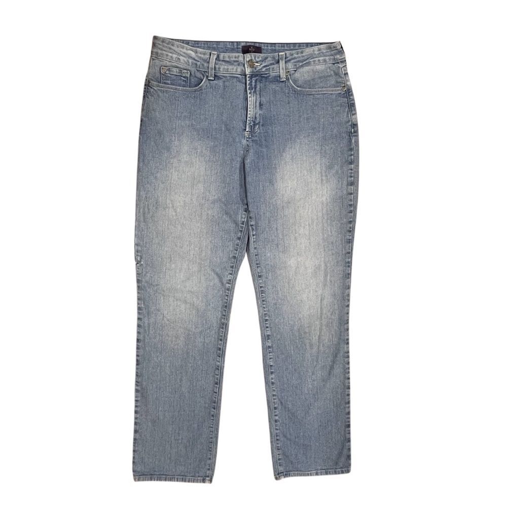NYDJ Boyfriend Jeans Stretchy High Waisted Light Wash Faded Denim Jeans Size 10